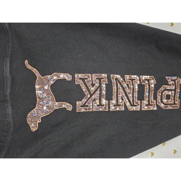 PINK Victoria's Secret Pants - Victorias Secret PINK GOLD BLING DOG Sequined Yoga Pants Leggings LARGE